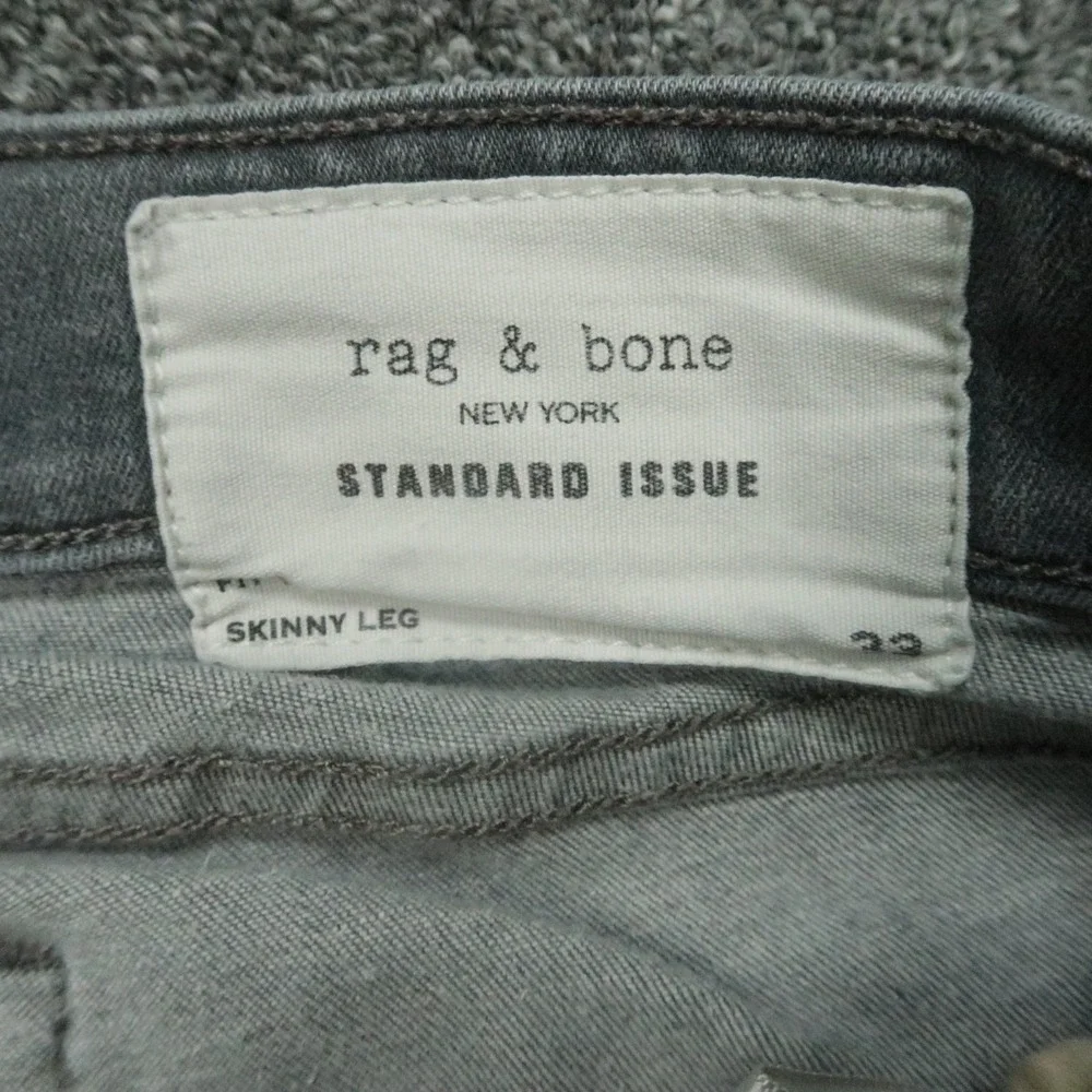 rag &‎ bone Jeans Men 33x35 Silver Gray Fit 1 Skinny 5 Pocket Button